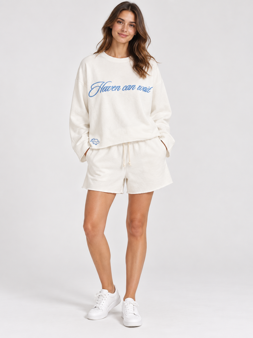 Lazy Mouse “Haven can wait” Cotton Sweatshirt & Shorts Set — S/M|964
