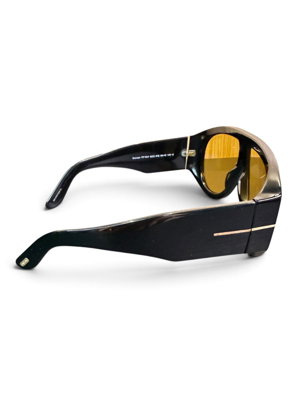 Tom Ford Bronson TF1044 01E Oversized Aviator Sunglasses Size 60-12-140 – Shiny Black / Amber|823