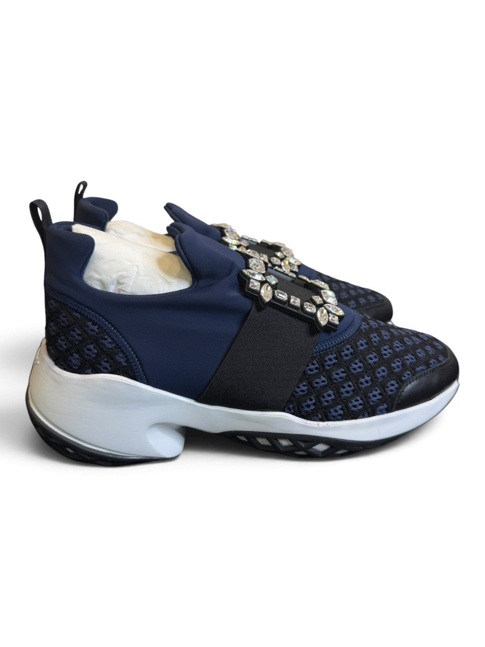 Roger Vivier Viv’ Run Strass Buckle Sneakers Navy – Brand New – US 10.5 (EU 40.5)|968