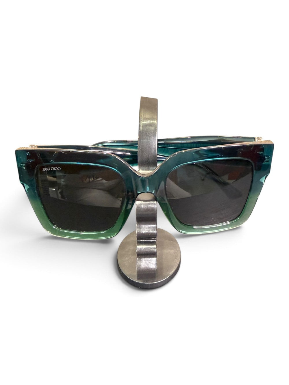 Jimmy Choo EDNA/S PEF/IR Oversized Square Sunglasses Size 52-22-145 – Emerald Blue Gradient|804