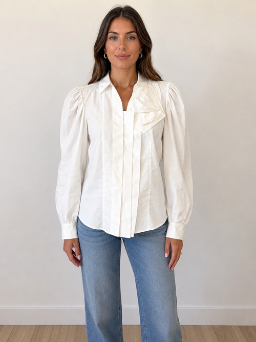 Anne Fontaine Lagune White Ruffle Blouse – Size 42|565