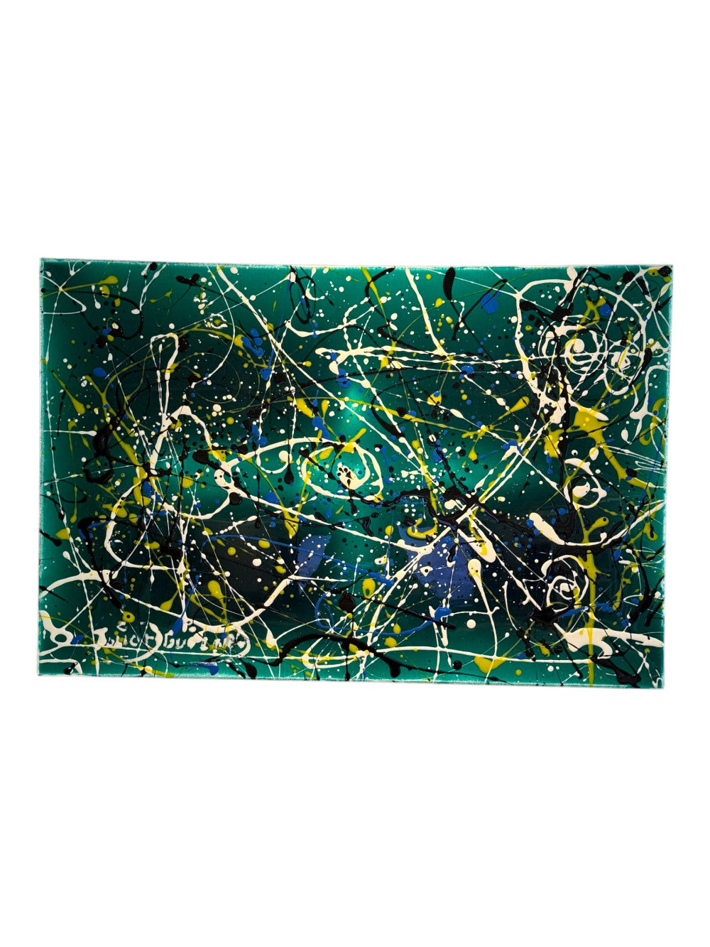 Julio Aguilera – Green – CAOS Series – Original Abstract Resin Painting – 2021|1072
