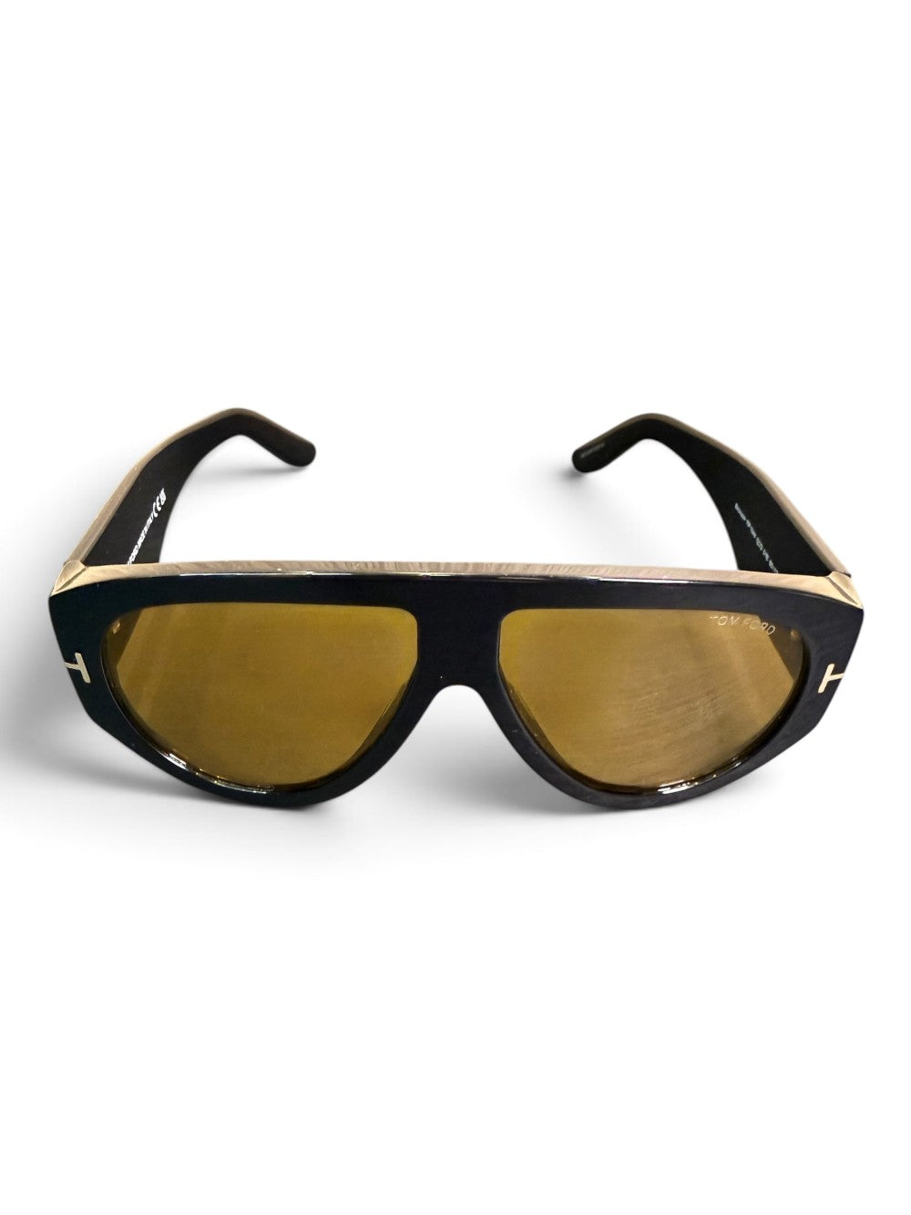 Tom Ford Bronson TF1044 01E Oversized Aviator Sunglasses Size 60-12-140 – Shiny Black / Amber|826