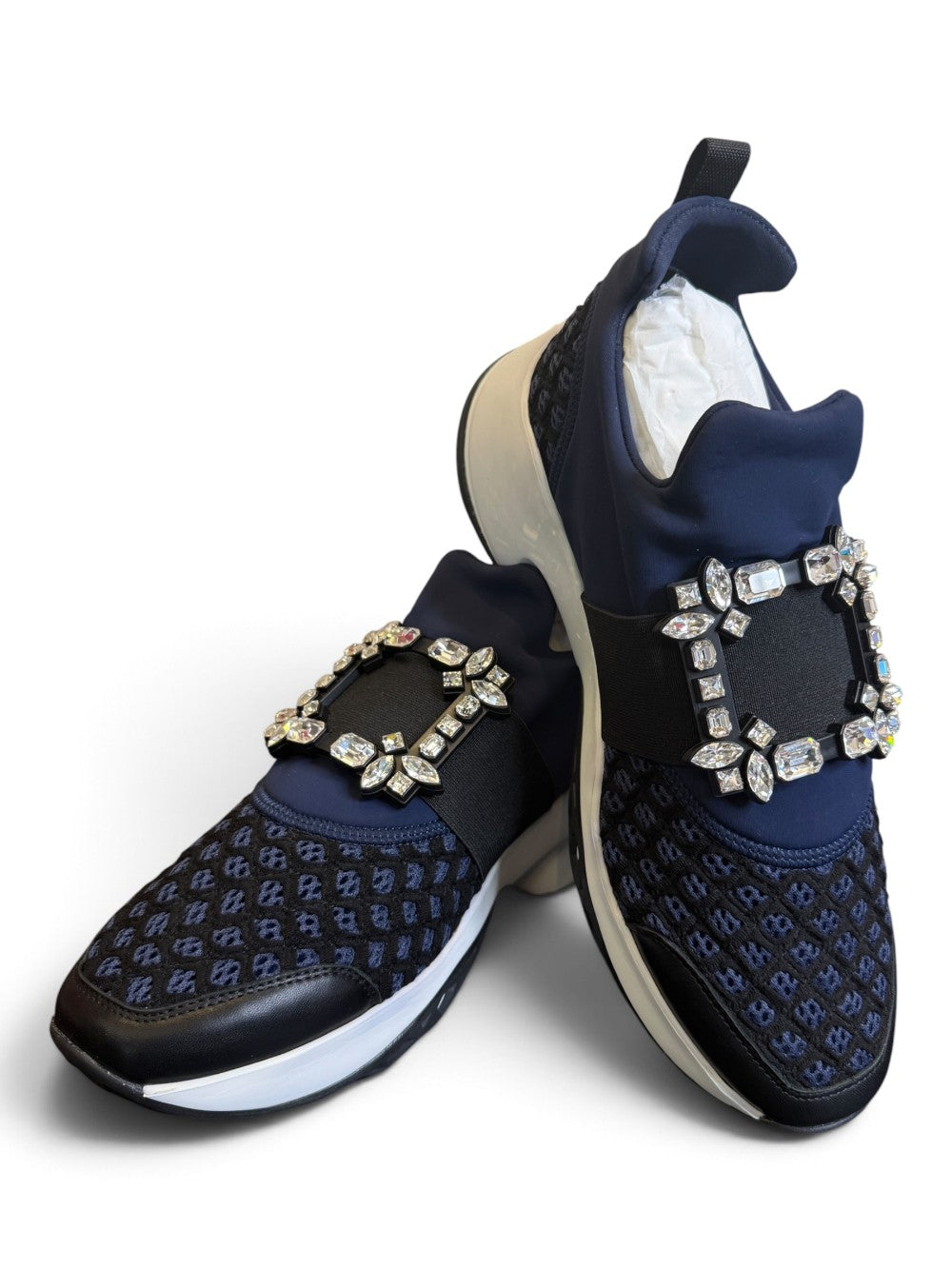 Roger Vivier Viv’ Run Strass Buckle Sneakers Navy – Brand New – US 10.5 (EU 40.5)|971