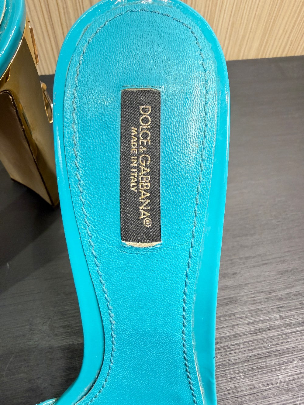 Dolce & Gabbana Crystal Heel Patent Leather Mules|53