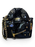 Moschino Milano Biker Jacket Black Leather Shoulder Bag|759