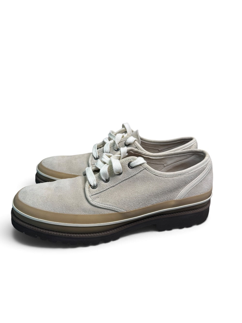 Brunello Cucinelli Beige Suede Lug Sole Derby Shoes Size 42|473