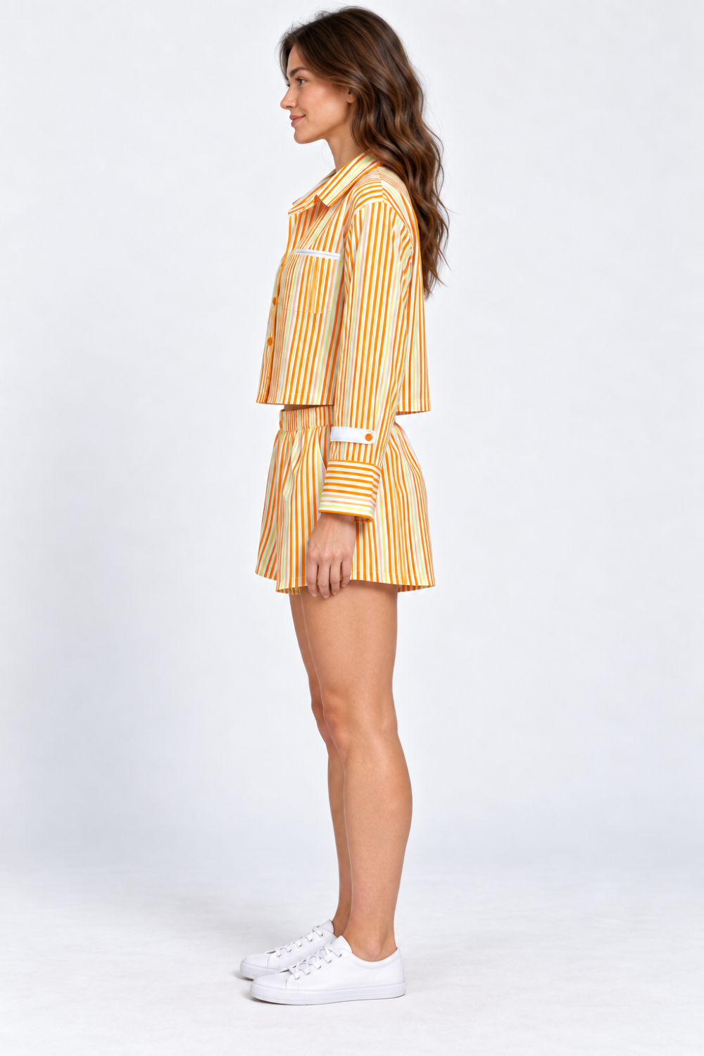 Lazy Mouse Orange Striped Cotton Shirt & Shorts Set — L/XL|961