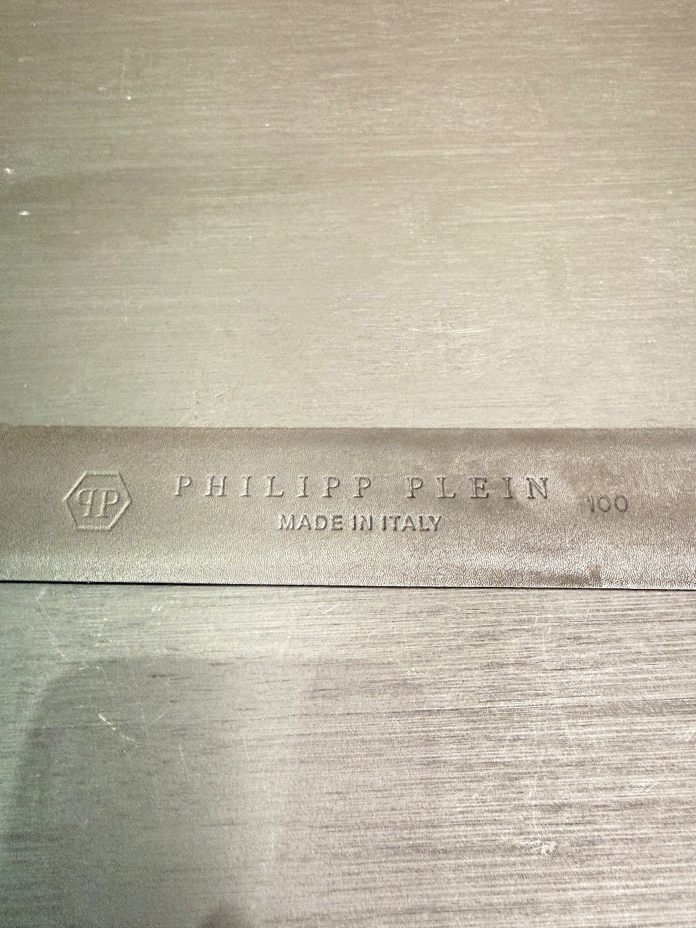 Philipp Plein Men's Black Leather Logo Belt Size 100 Made in Italy|151