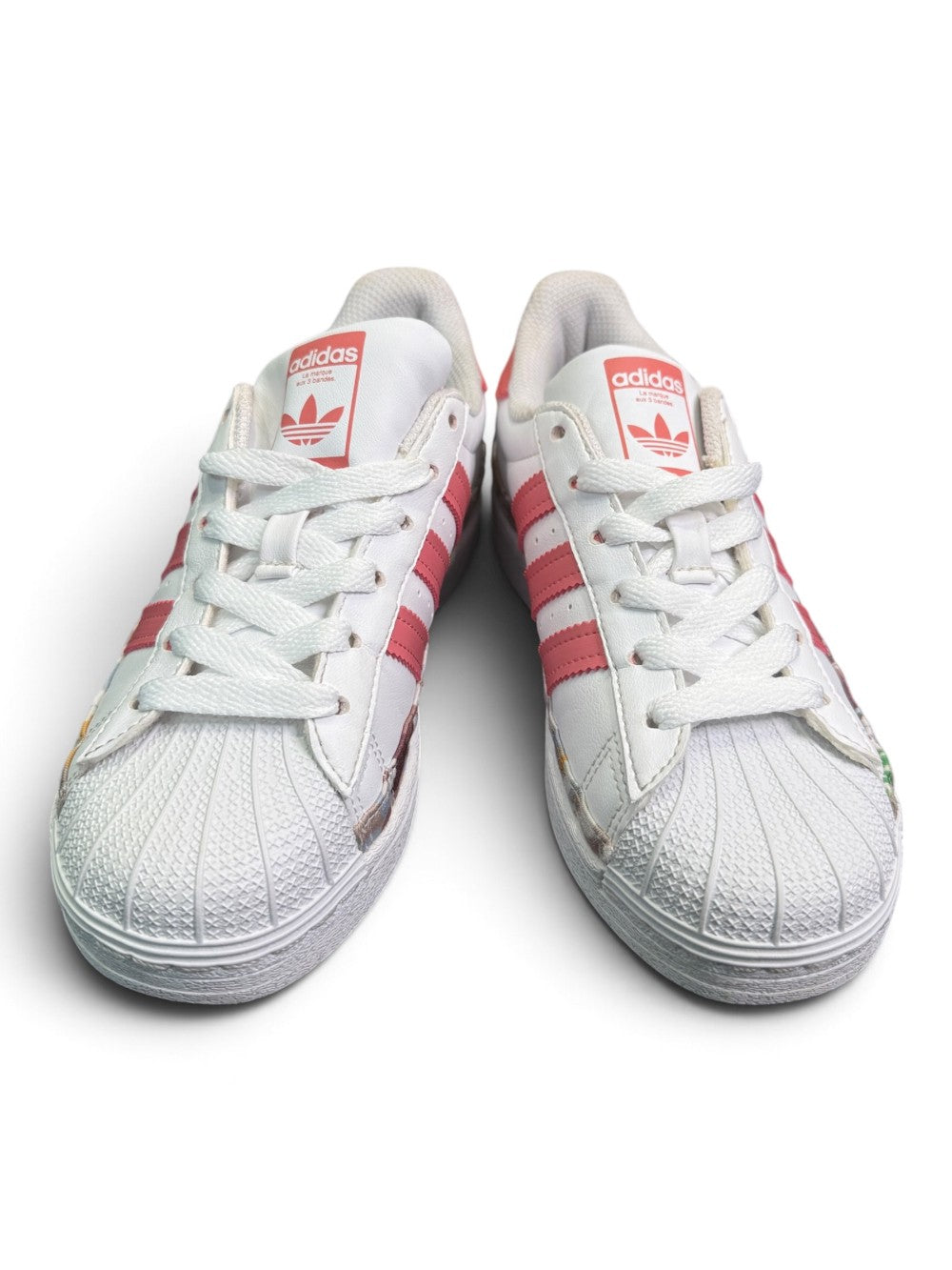adidas Originals Superstar C White & Pink Floral Sneakers – US 2Y (EU 33½)|1007