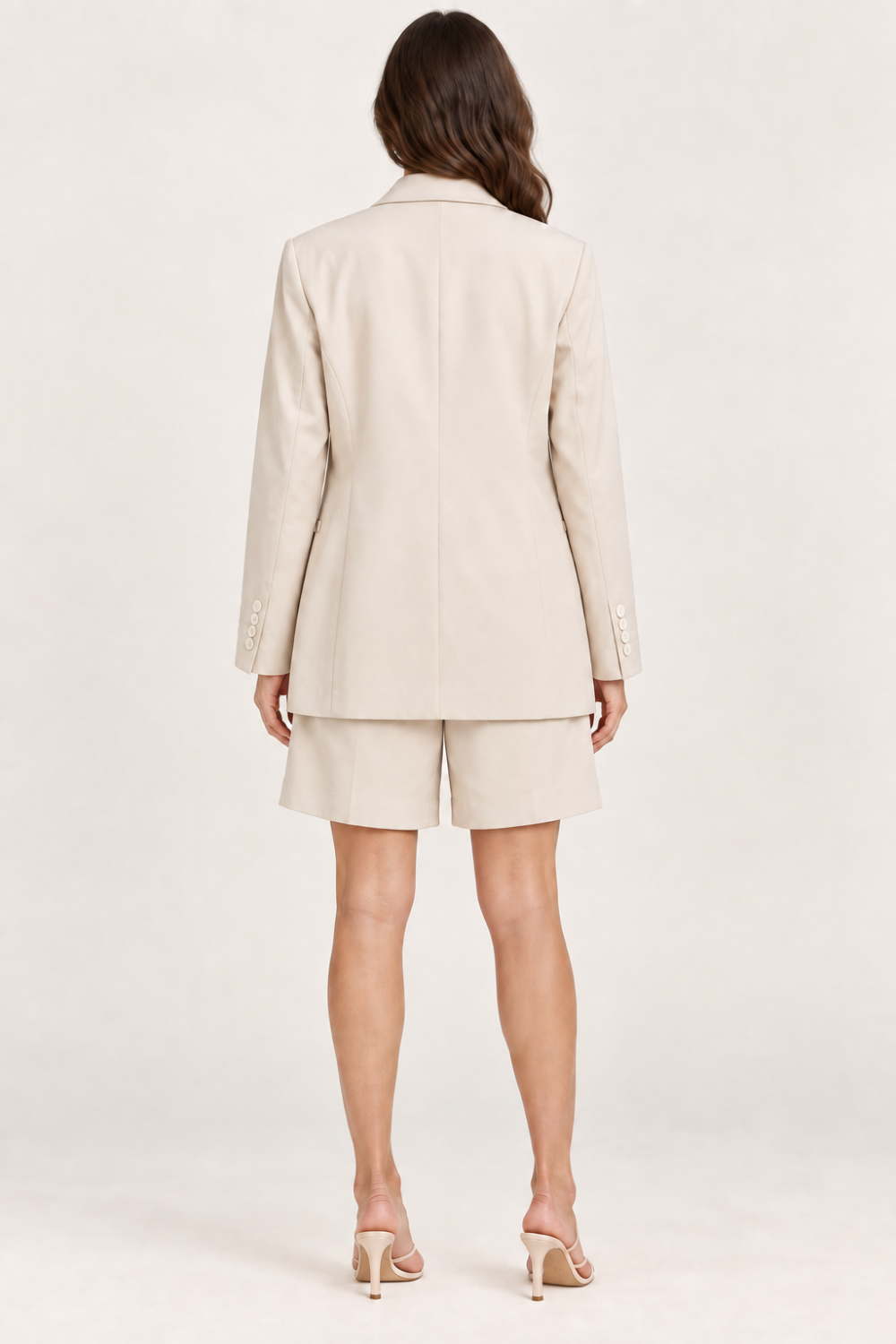 MYSTAR Cream Oversized Blazer & Wide Shorts Set — Shorts Size [S/M/L]|948