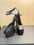 Giuseppe Zanotti Black Leather Platform Ankle Strap Pumps Size 39|215