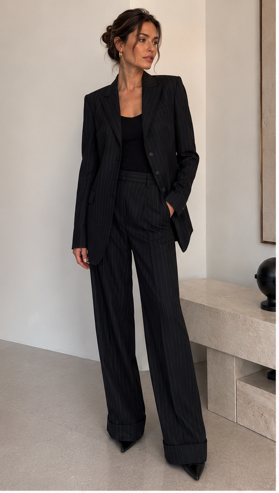 Vintage Dolce & Gabbana Pinstripe Wool Pantsuit – Jacket & Trousers|529