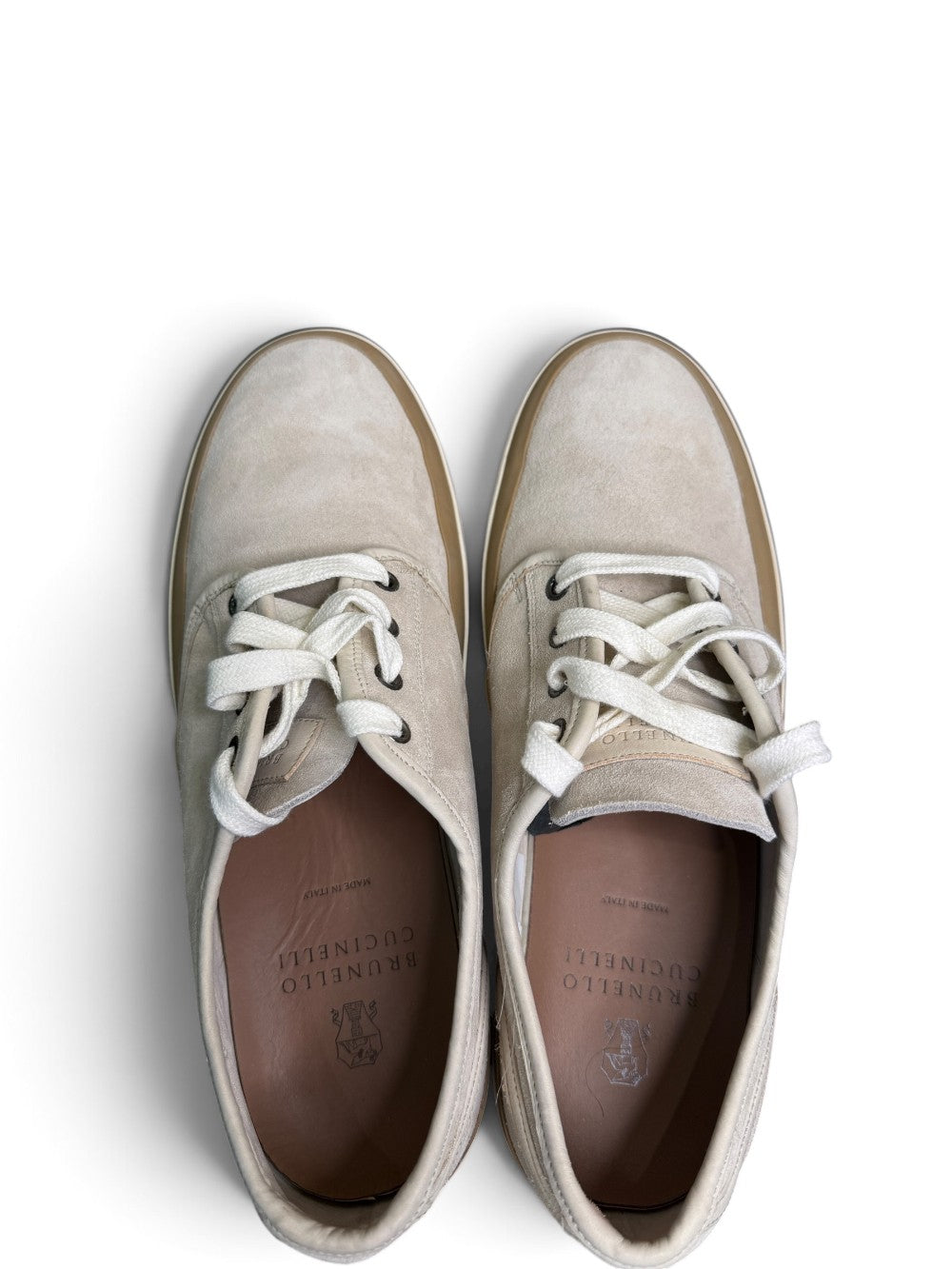 Brunello Cucinelli Beige Suede Lug Sole Derby Shoes Size 42|471
