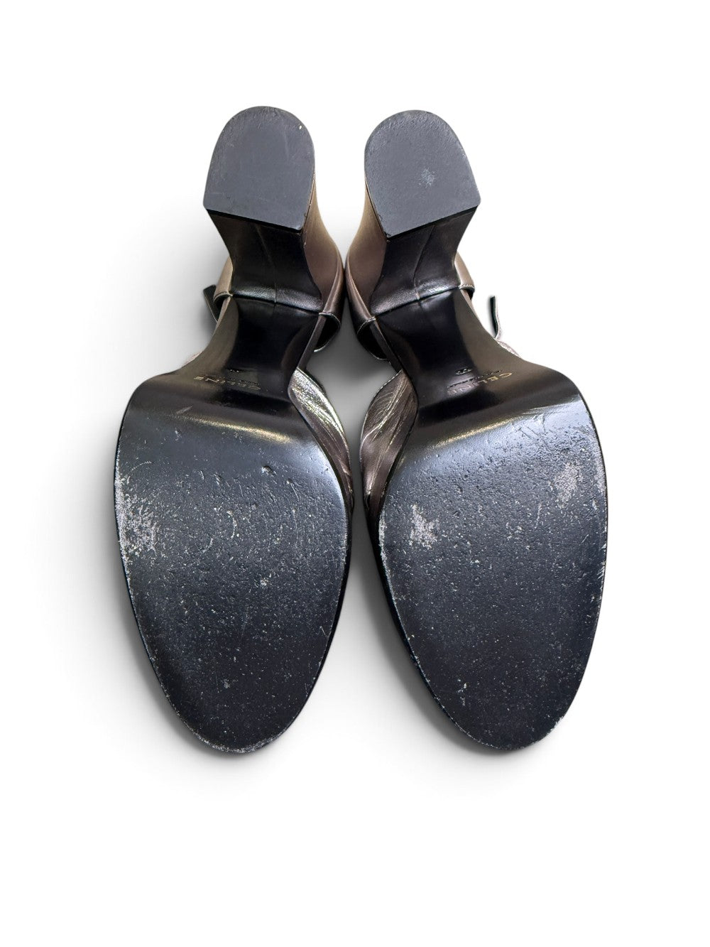 Celine Metallic Silver Leather Platform Heels Size 36|462