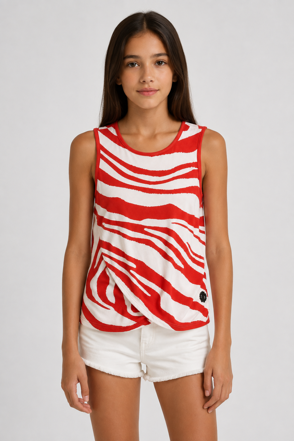 Roberto Cavalli Junior Red & White Printed Sleeveless Top – Size M|586