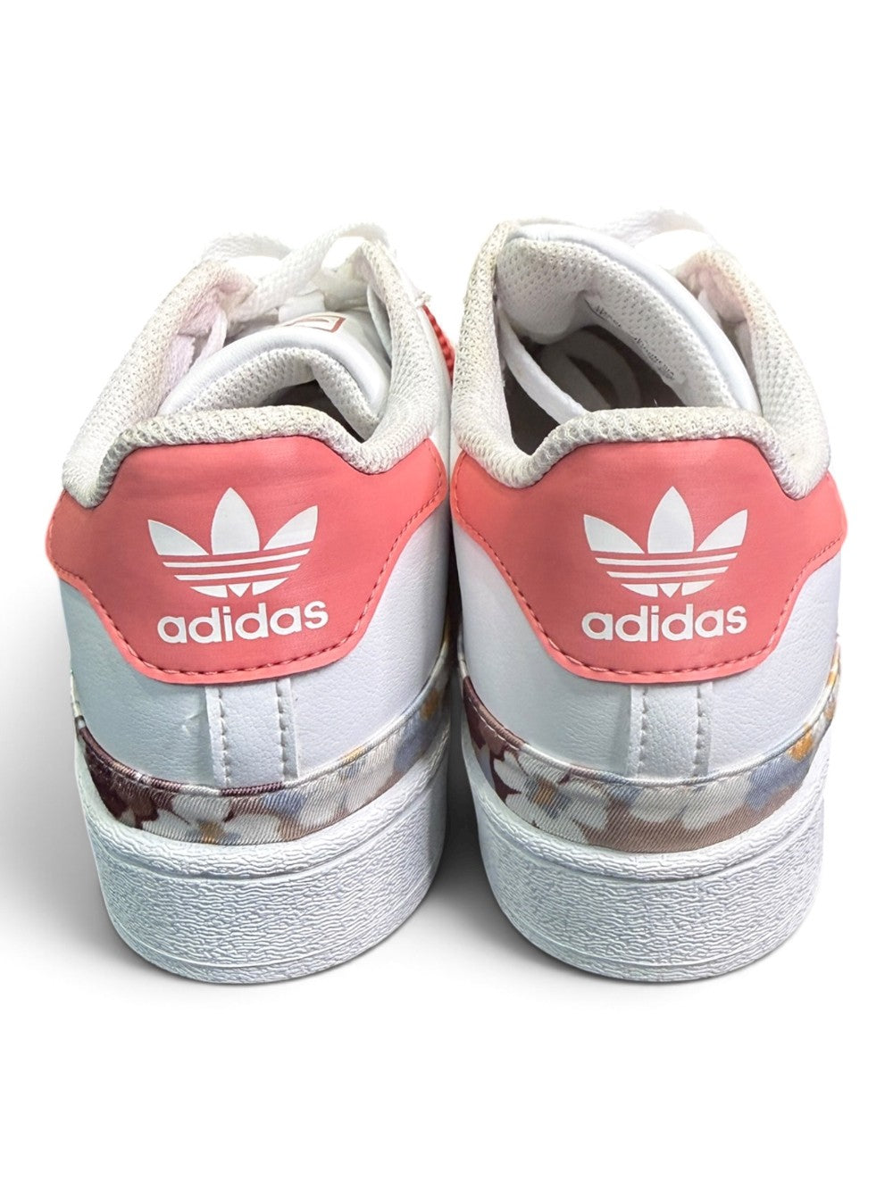 adidas Originals Superstar C White & Pink Floral Sneakers – US 2Y (EU 33½)|1002