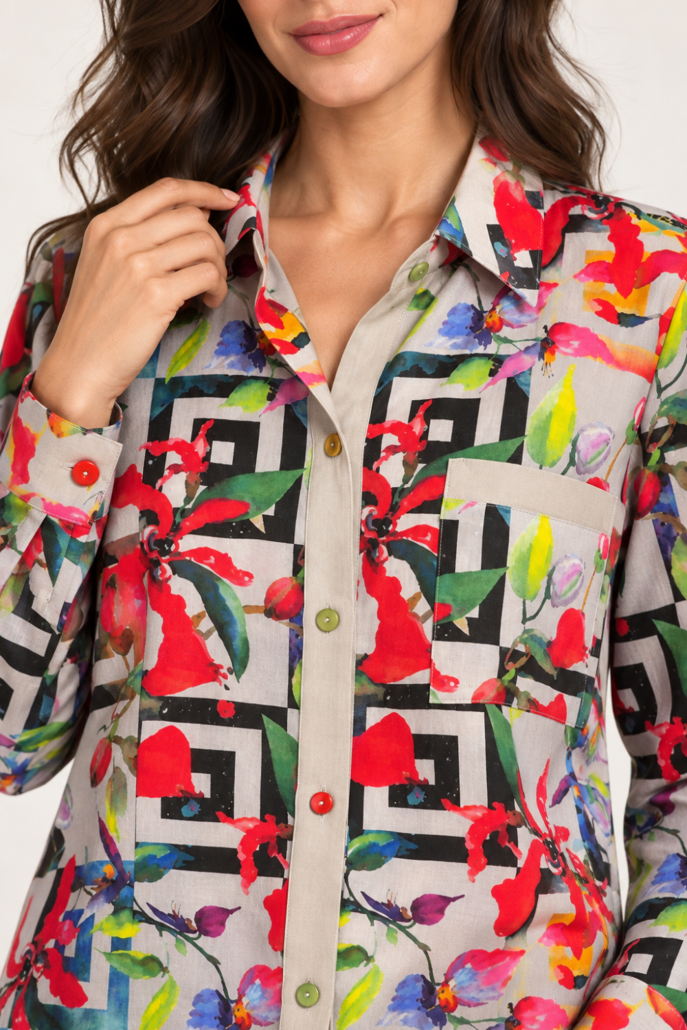 G. Novak Floral Geometric Shirt & Shorts Set – Size Medium|867