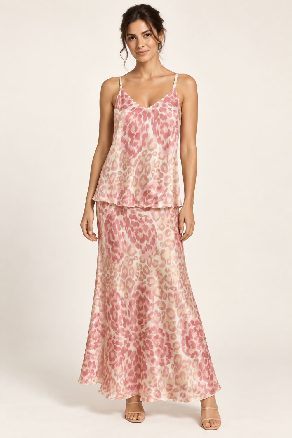Pink Leopard Print Three-Piece Skirt Set with Quilted Jacket|927