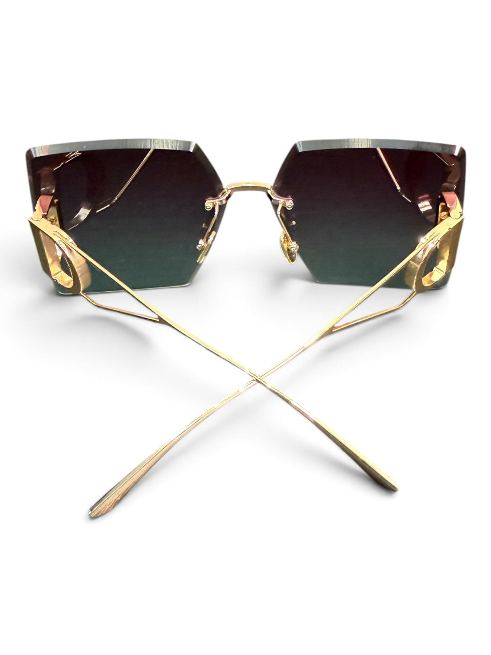 Christian Dior 30Montaigne S2U Oversized Rimless Square Sunglasses – Rose Gold / Burgundy Gradient|852