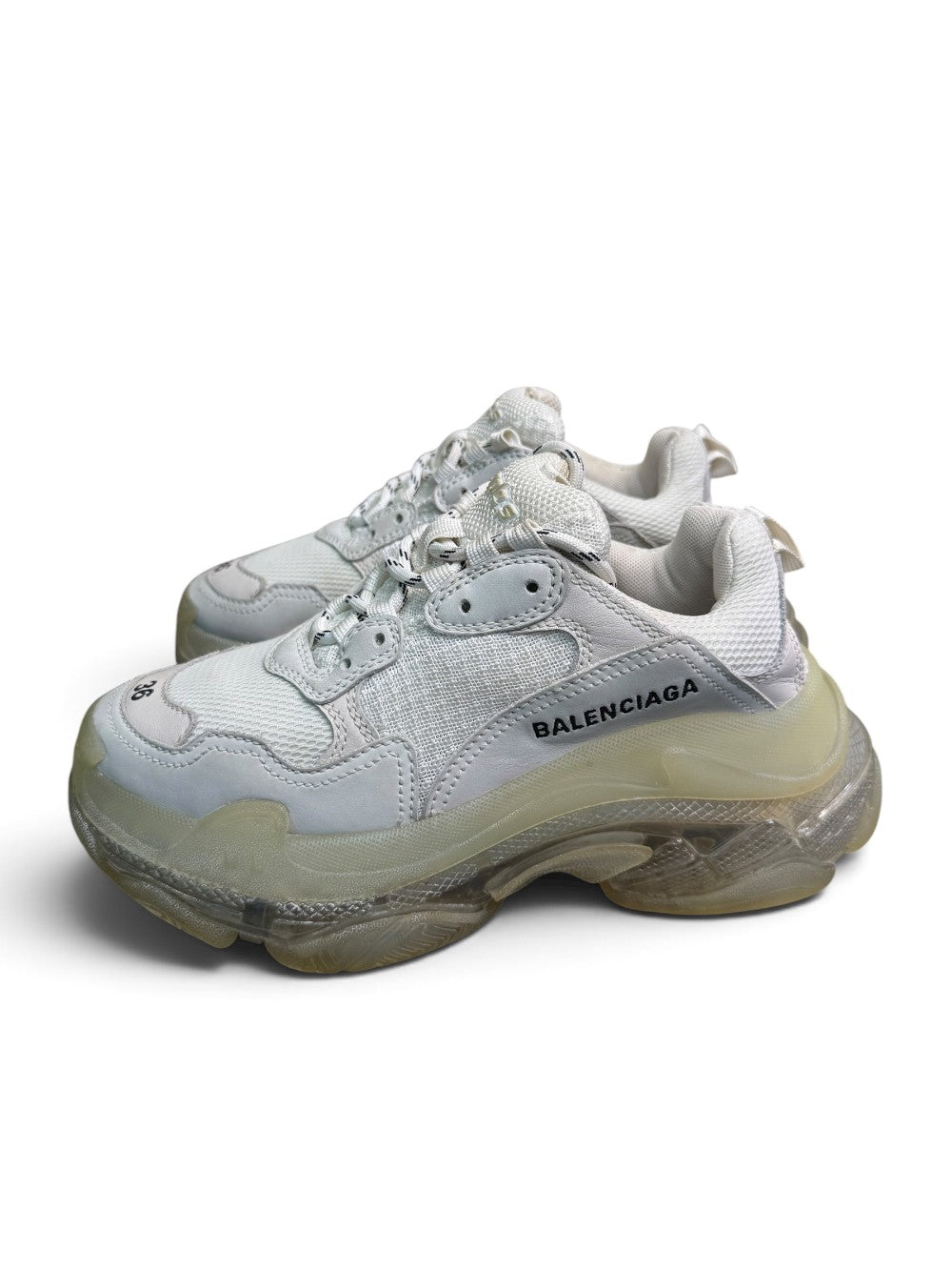 Balenciaga Triple S Clear Sole White Sneakers Size 36|485