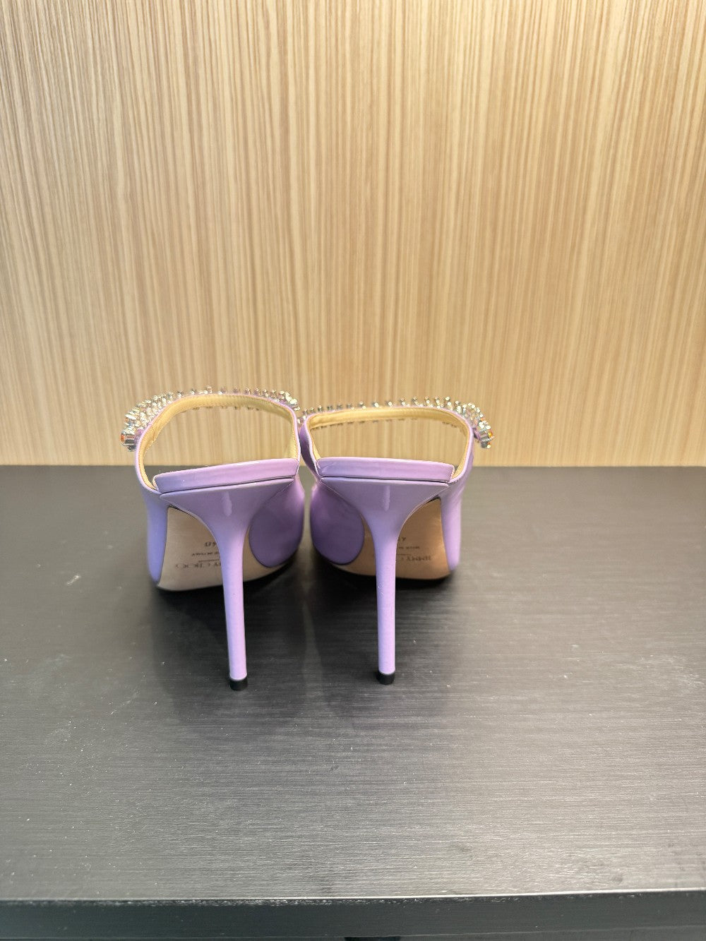 Jimmy Choo Bing Lilac Patent Leather Crystal Strap Mule Pumps Size 40|203