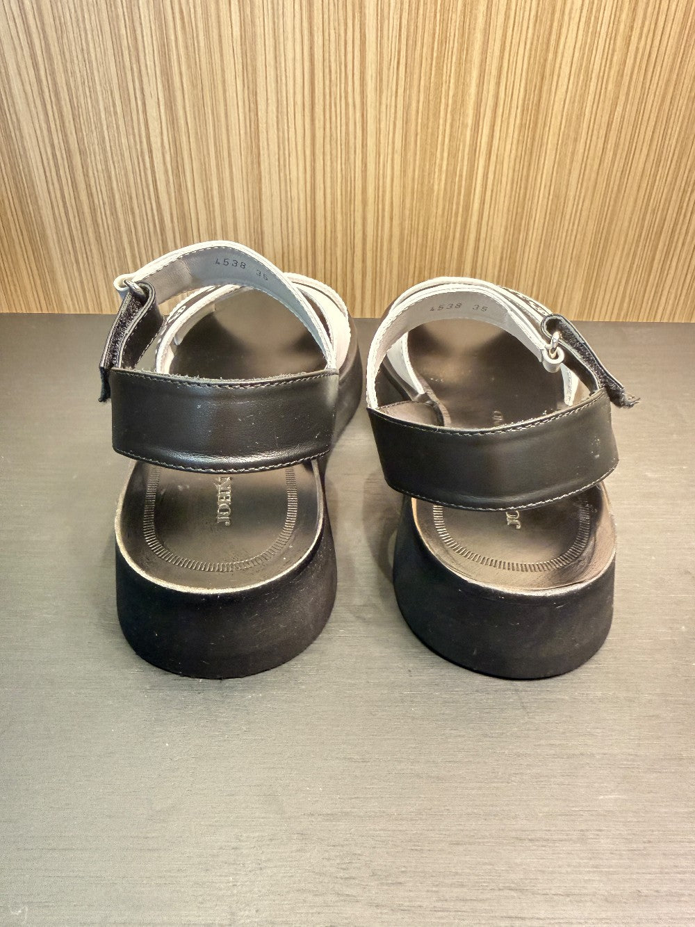 John Galliano Gazette Leather Platform Sandals White/Black Size EU 35|231