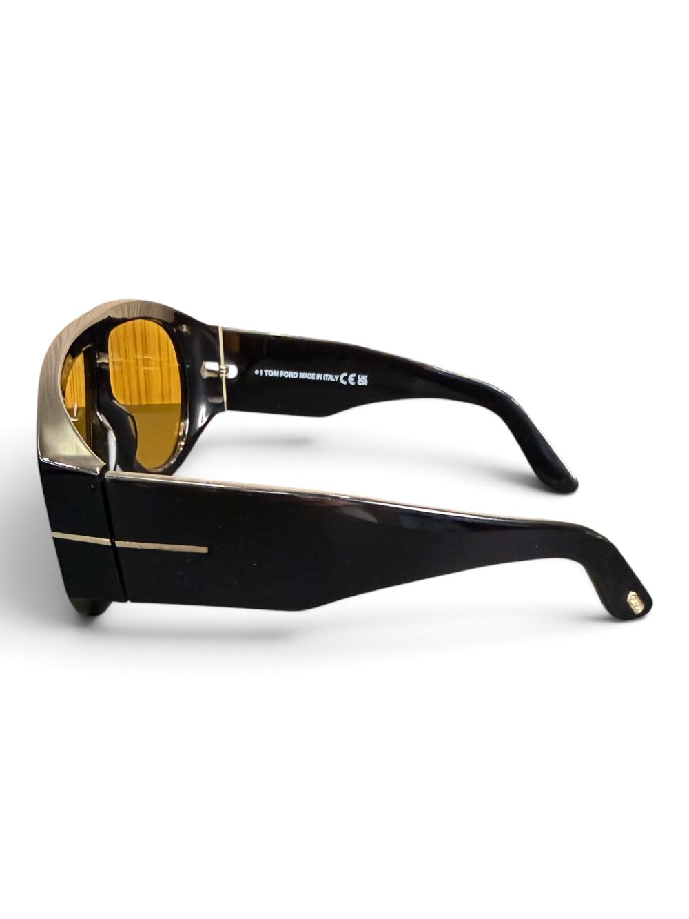 Tom Ford Bronson TF1044 01E Oversized Aviator Sunglasses Size 60-12-140 – Shiny Black / Amber|824