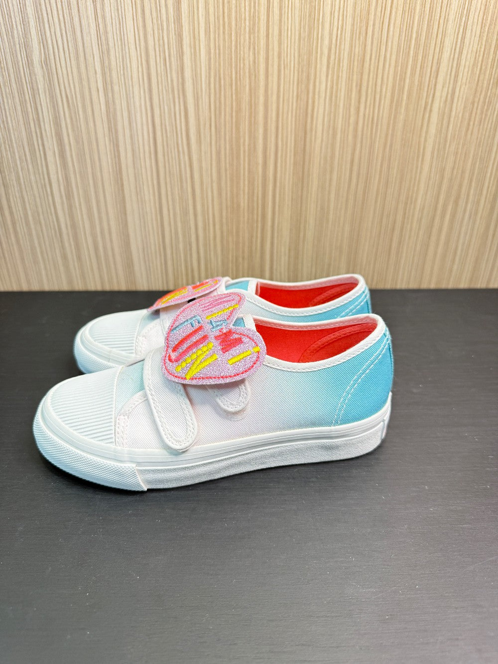 Billieblush Girls Gradient Velcro Sneakers with "MIAMI FUN" Glitter Patch Size EU 31|331