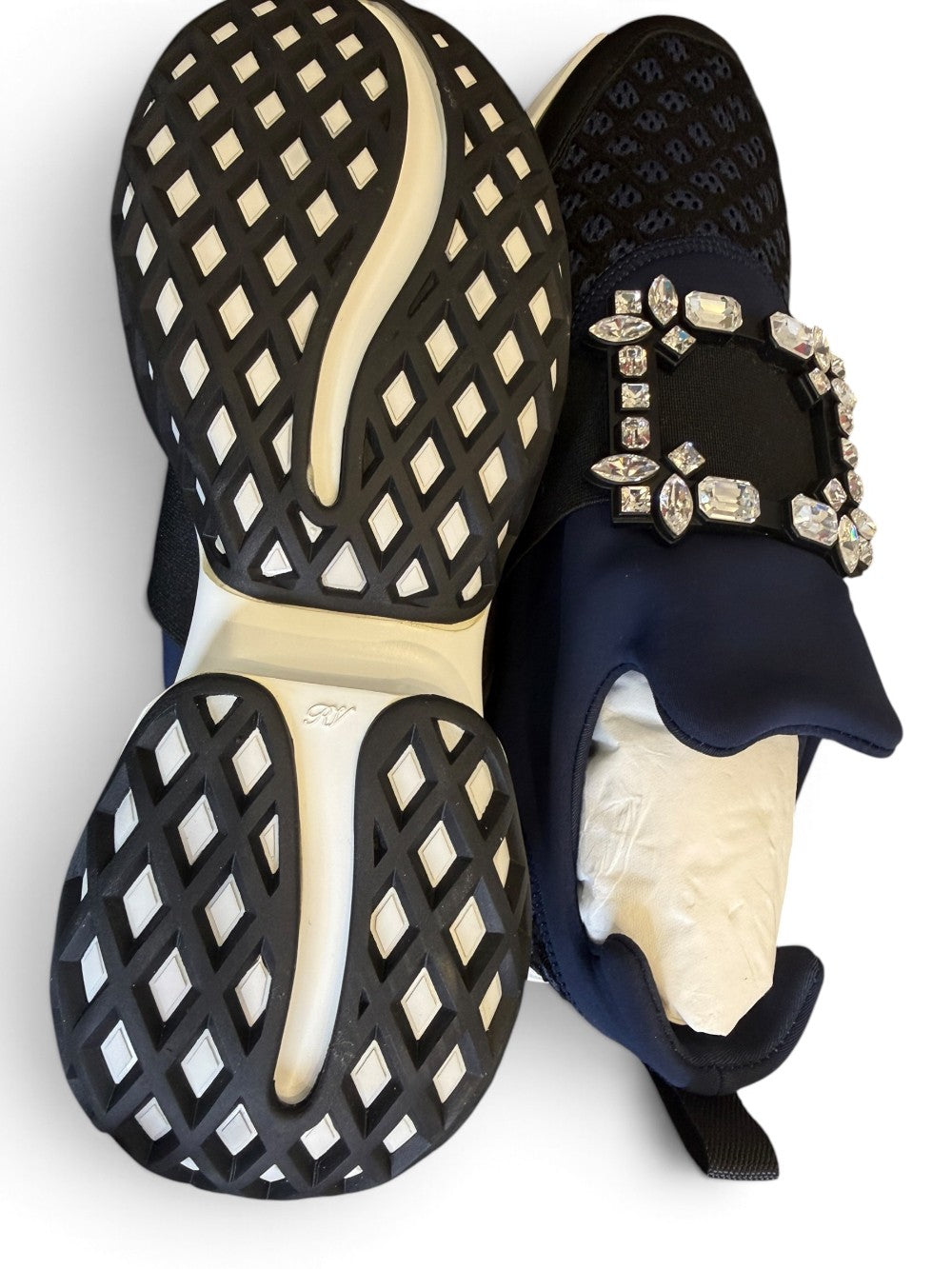 Roger Vivier Viv’ Run Strass Buckle Sneakers Navy – Brand New – US 10.5 (EU 40.5)|975