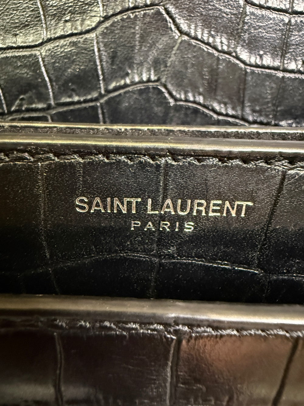 Saint Laurent 2017 Medium Sunset Croc-Embossed Leather Bag|753