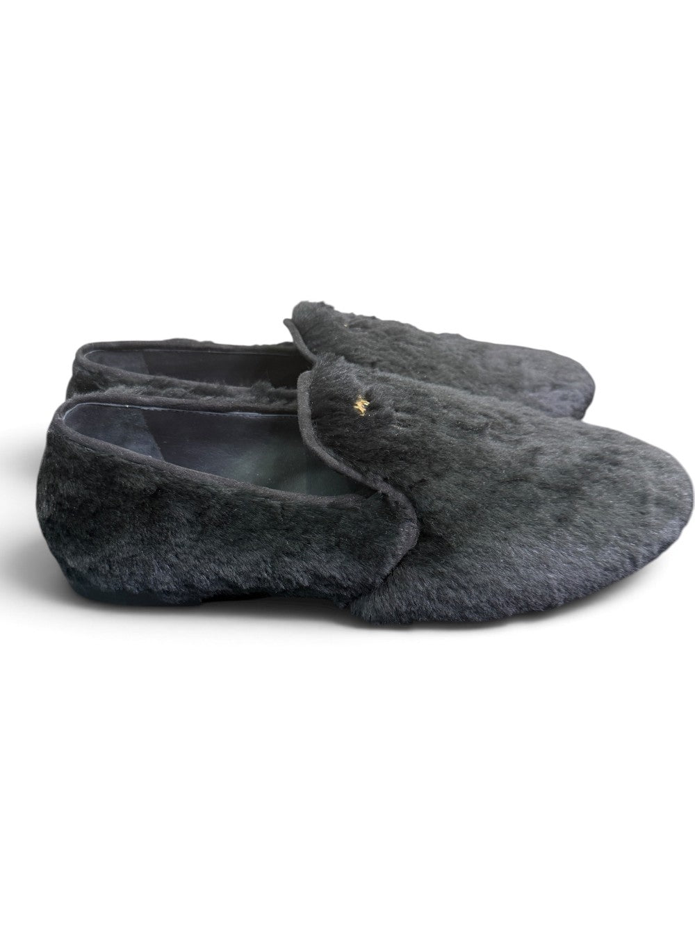 Giuseppe Zanotti Men's Black Rabbit Fur Loafers with Gold Signature – US 11 (EU 44)|996
