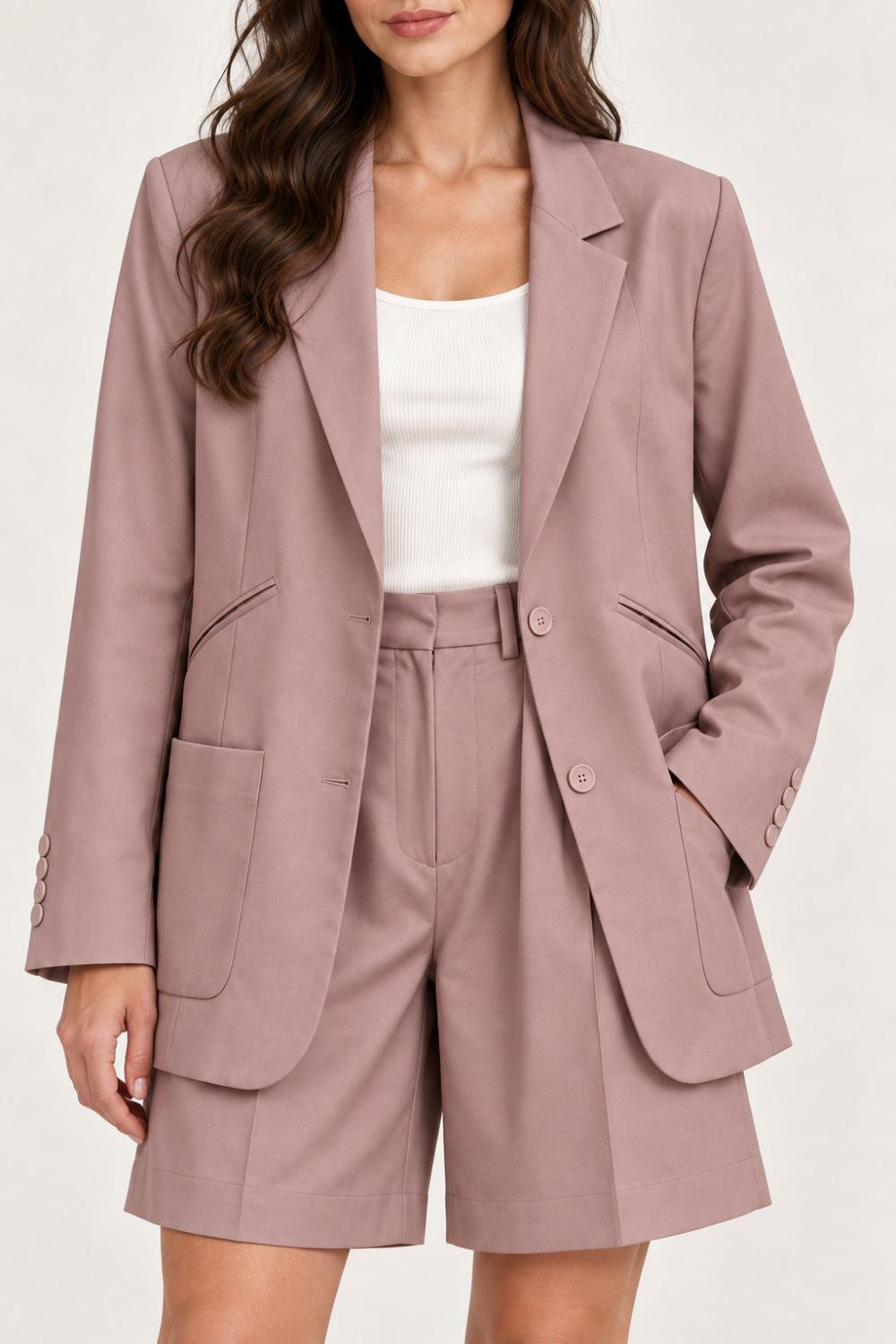 MYSTAR Dusty Mauve Oversized Blazer & Wide Shorts Set — Shorts Size [S/M/L]|953