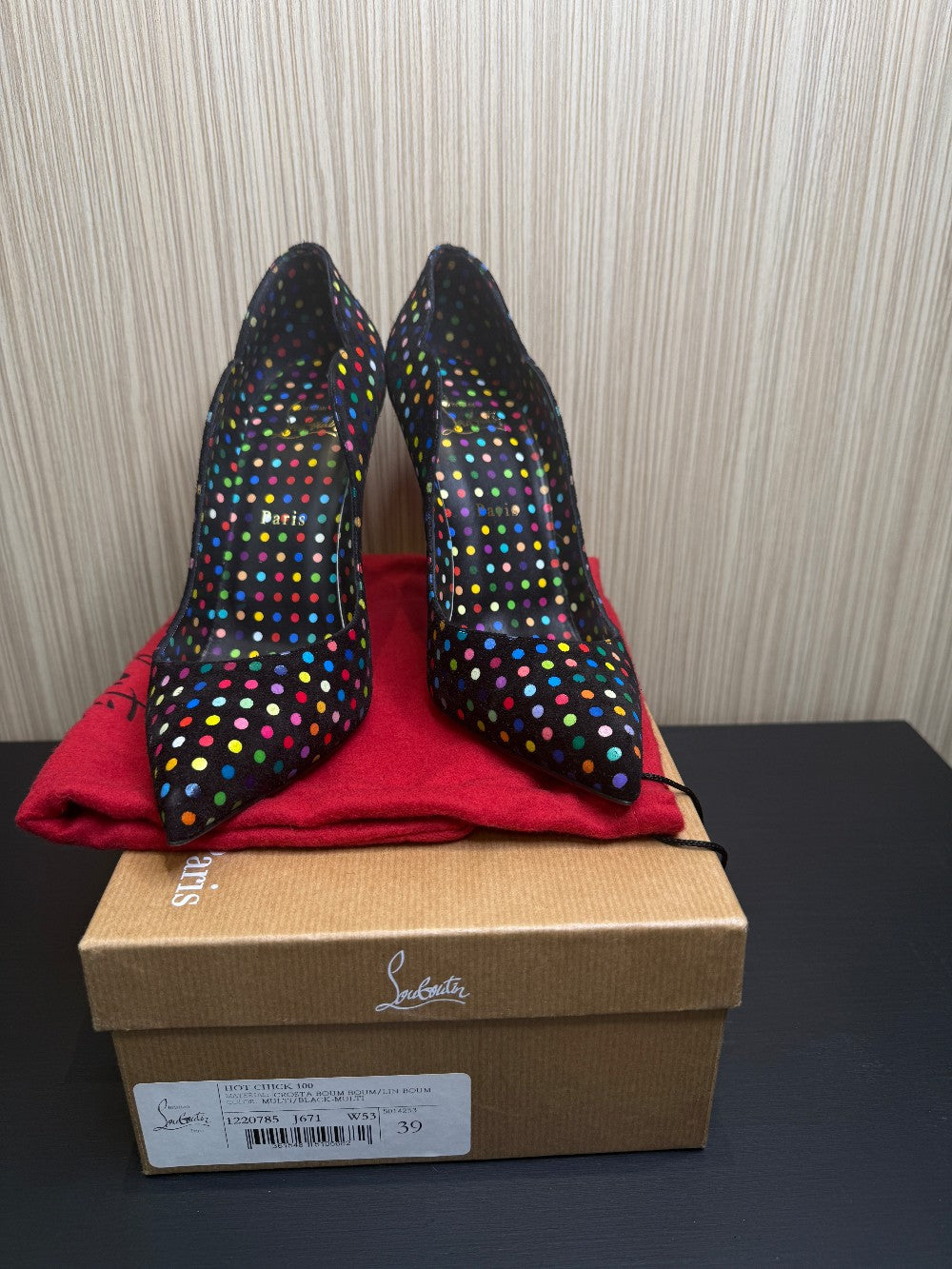 Christian Louboutin Hot Chick 100 Multicolor Polka Dot Pumps Size 39|451