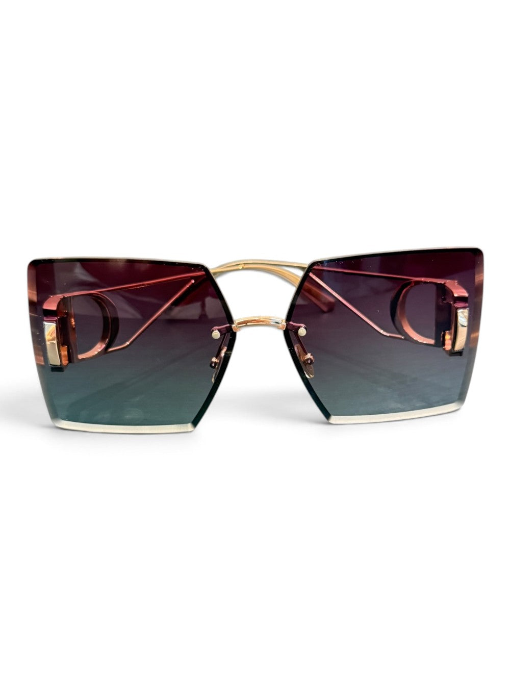 Christian Dior 30Montaigne S2U Oversized Rimless Square Sunglasses – Rose Gold / Burgundy Gradient|853
