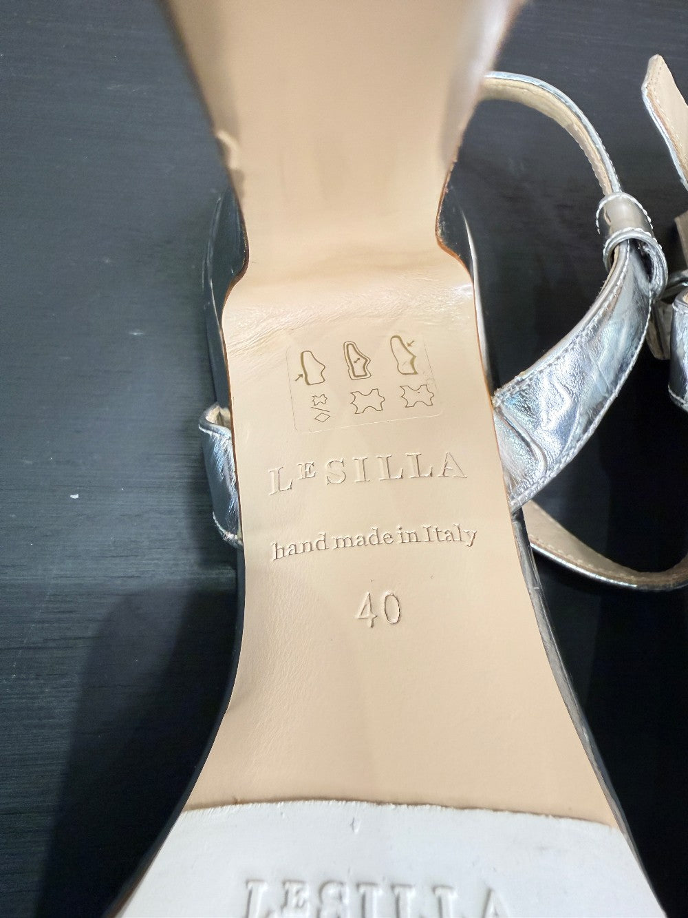 Le Silla Silver Metallic Leather Platform Sandals Size 40|209