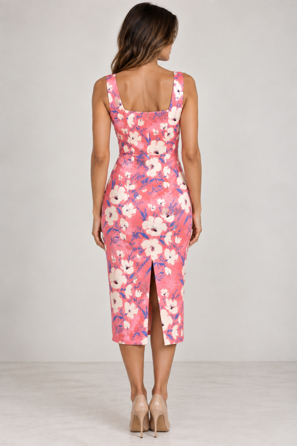 Gulnara Novak Floral Cotton Batiste Fitted Midi Dress – Size 42–44|898