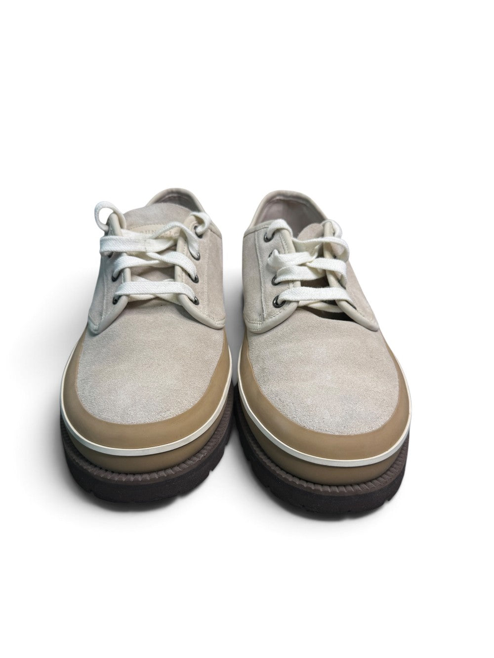 Brunello Cucinelli Beige Suede Lug Sole Derby Shoes Size 42|467