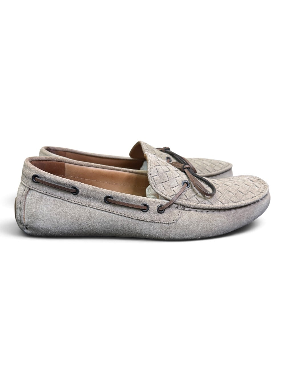 Bottega Veneta Men’s Intrecciato Suede Driving Loafers Size 42|743