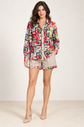 G. Novak Floral Geometric Shirt & Shorts Set – Size Medium|863