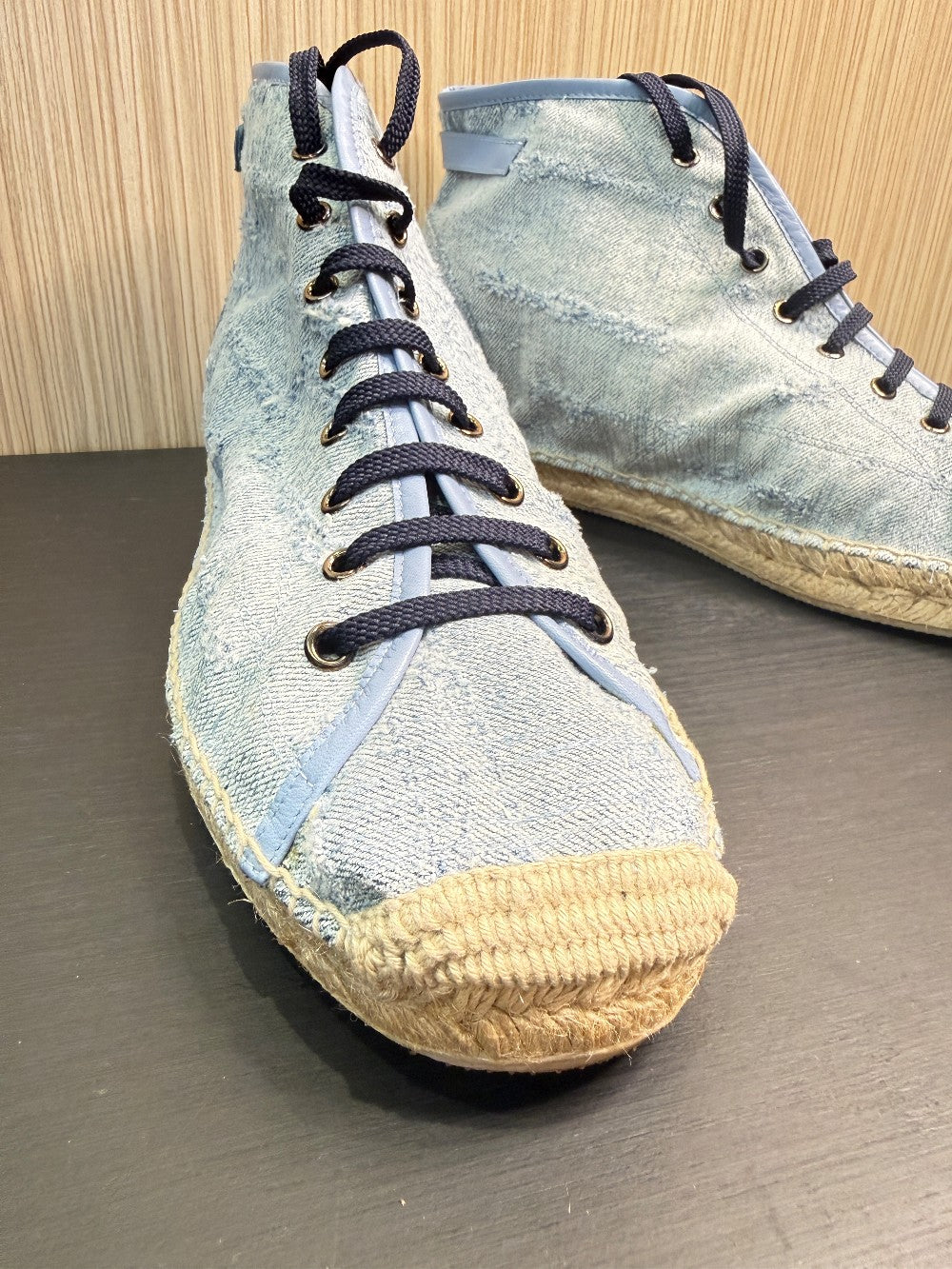 Cesare Paciotti PB301/27T Denim Stone Washed High-Top Espadrille Sneakers Size US Men's 10|252