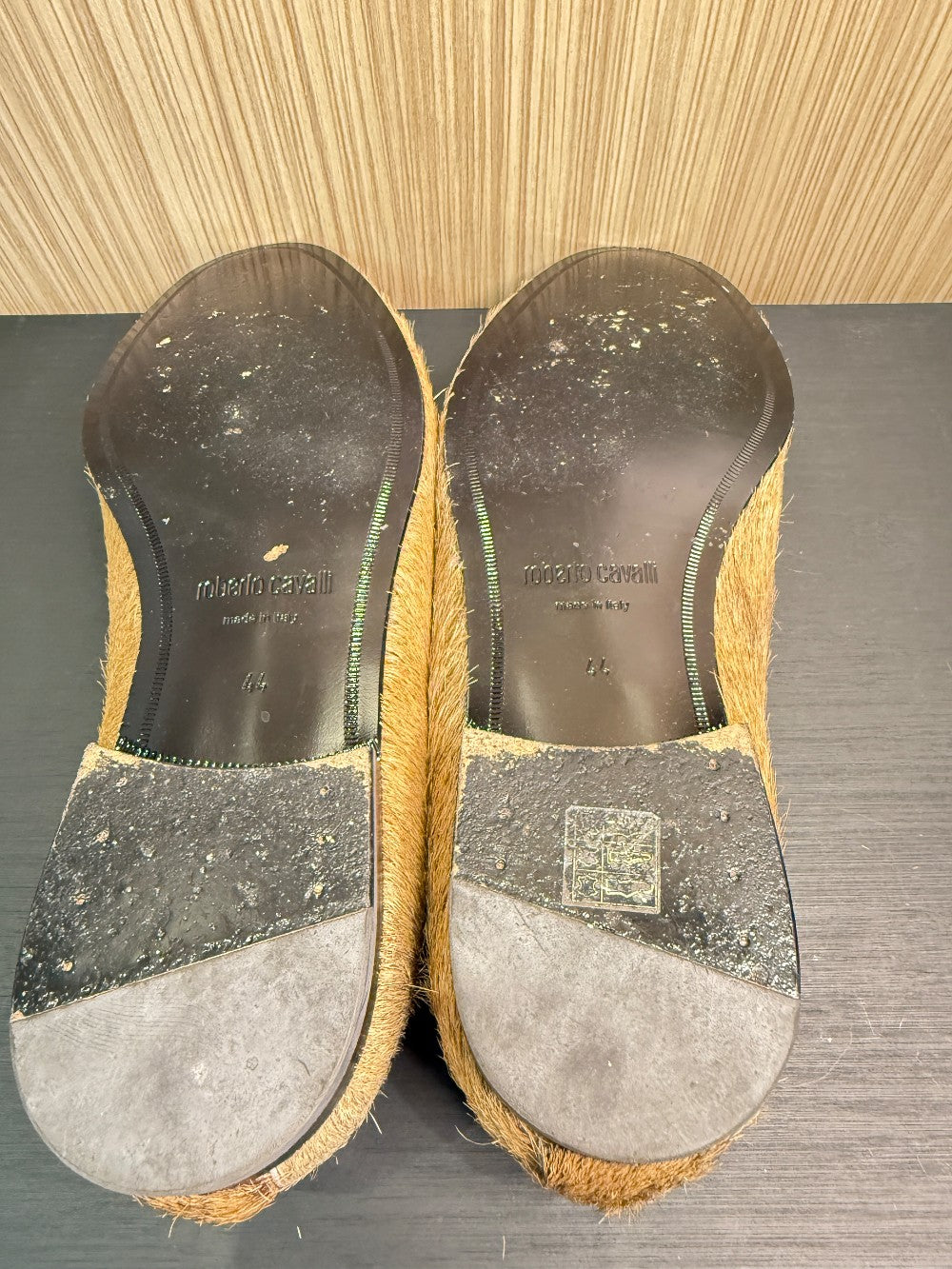 Roberto Cavalli Hair-On Goatskin Smoking Slippers Loafers Size EU 44|268