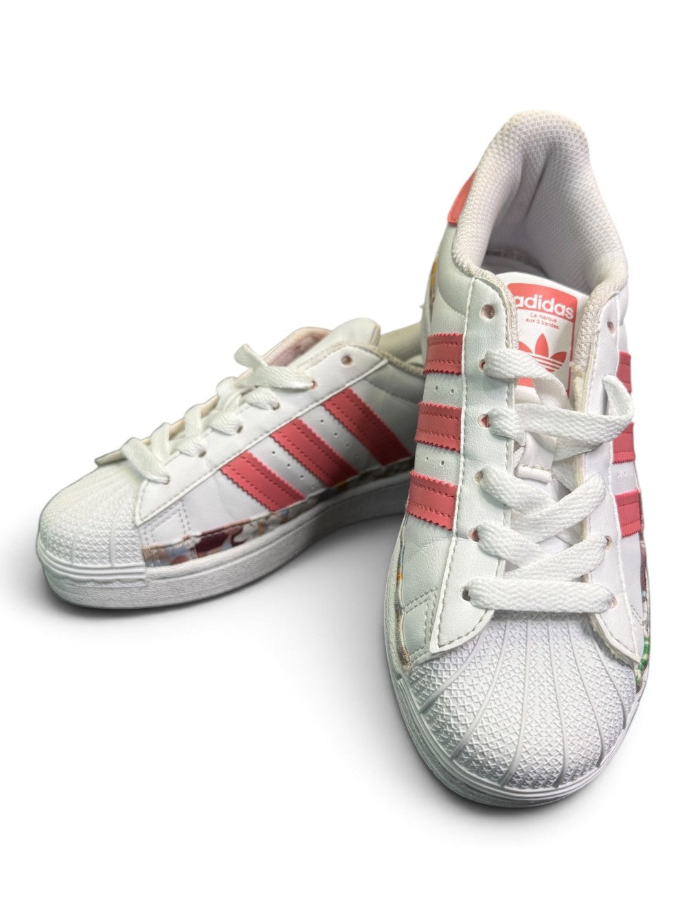 adidas Originals Superstar C White & Pink Floral Sneakers – US 2Y (EU 33½)|1001