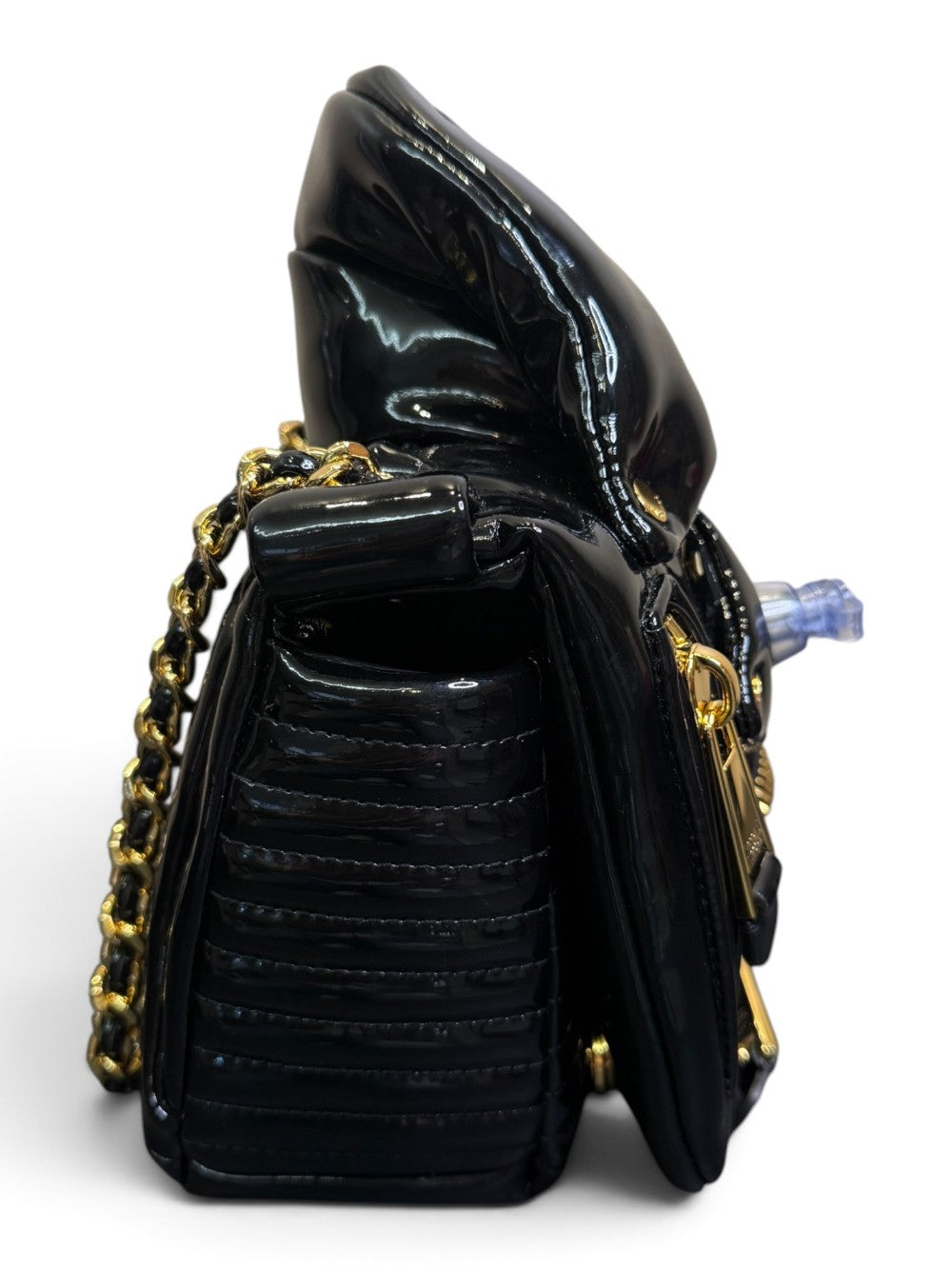 Moschino Milano Biker Jacket Black Leather Shoulder Bag|756