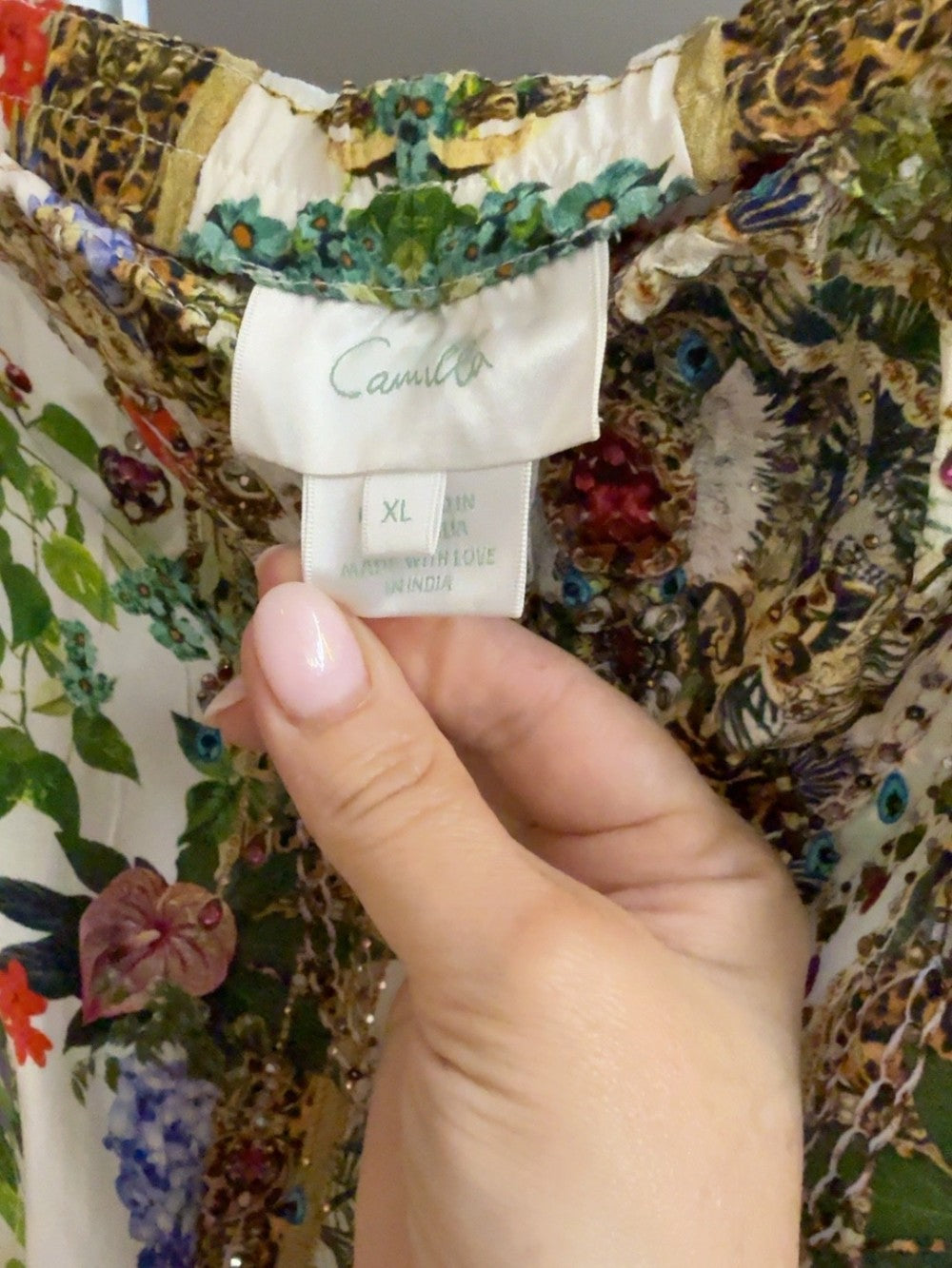 CAMILLA 100% Silk Embellished Floral & Leopard Print Wide-Leg Jumpsuit – Size XL|580