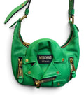 Moschino Milano Green Leather Biker Hobo Shoulder Bag|765