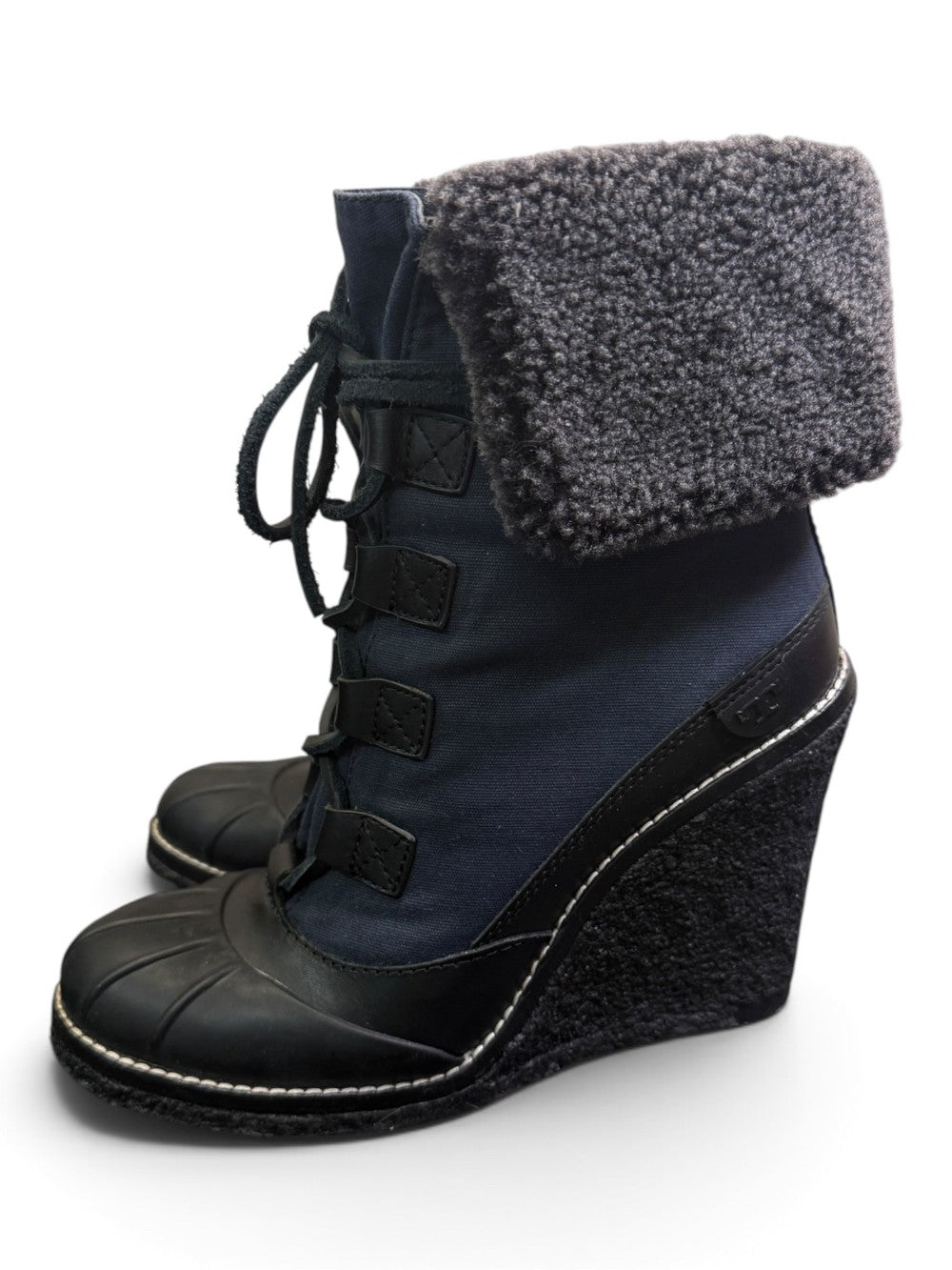 Tory Burch Fairfax 105MM Shearling-Lined Wedge Booties – Size 7|788
