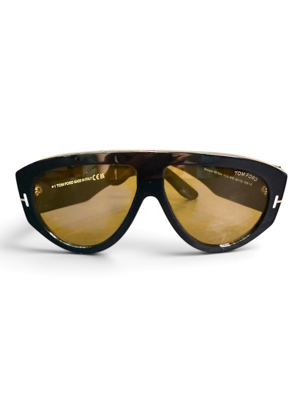 Tom Ford Bronson TF1044 01E Oversized Aviator Sunglasses Size 60-12-140 – Shiny Black / Amber|821