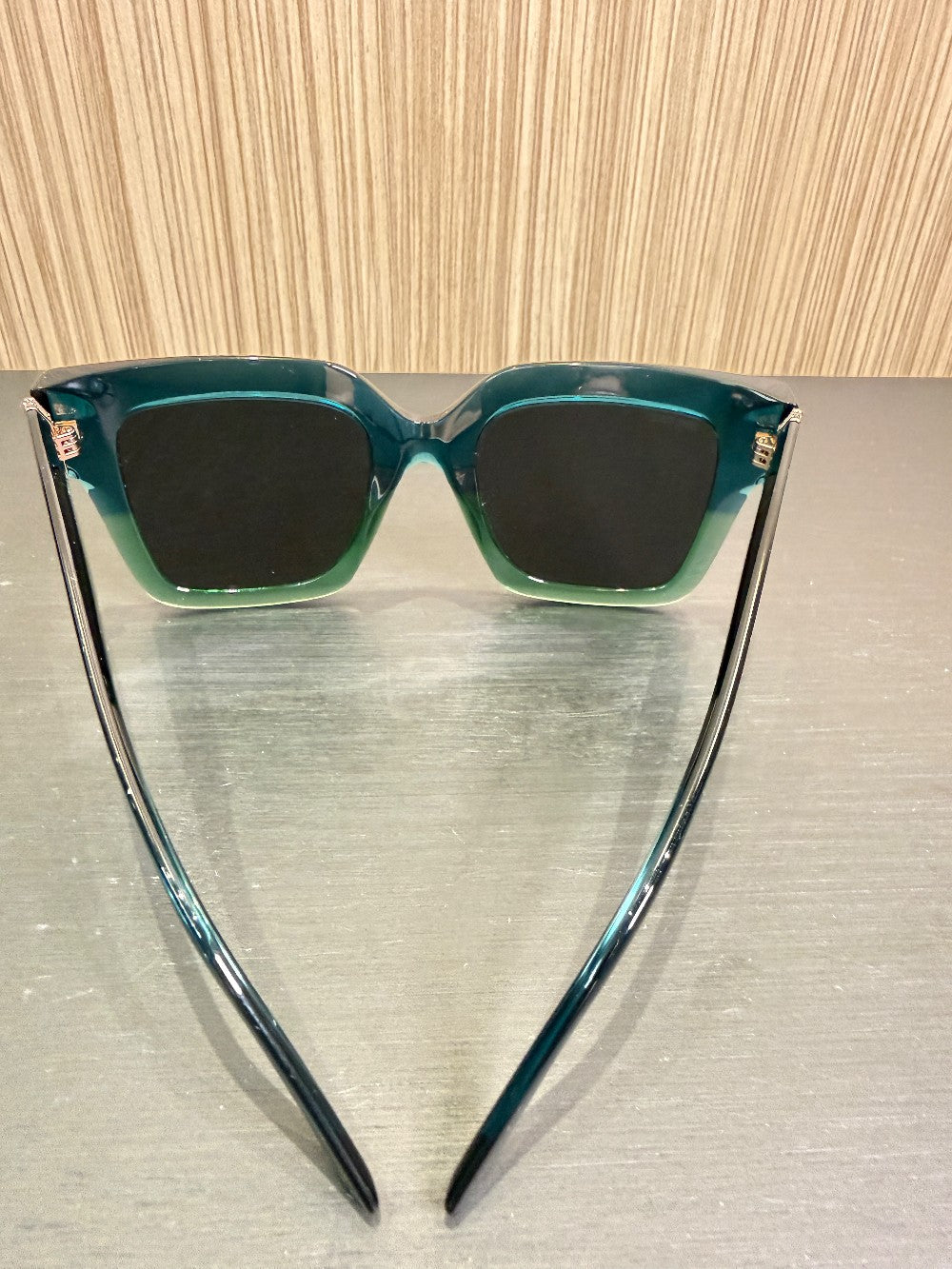 Jimmy Choo EDNA/S PEF/IR Oversized Square Sunglasses Size 52-22-145 – Emerald Blue Gradient|427