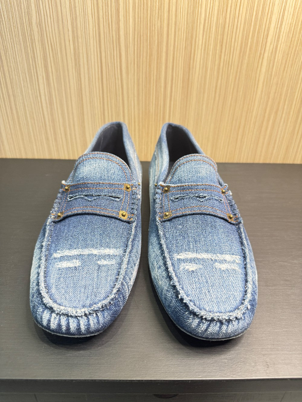 Tod's Men's Denim Gommino Driving Loafers Size 7.5|91